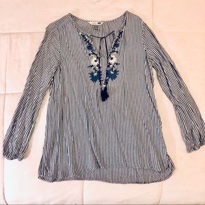 Blue Striped Tunic Blouse